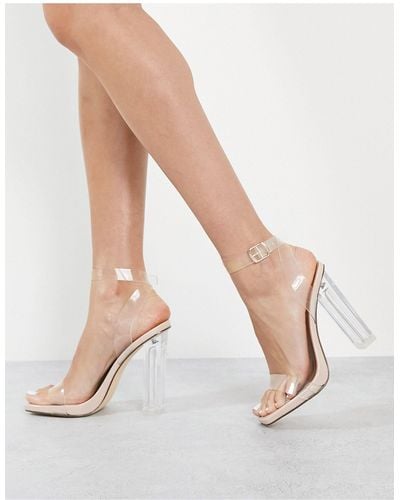 Truffle Collection Clear Heeled Sandals - White
