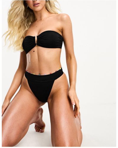 Vero Moda Mix And Match High Waisted Brazilian Bikini Bottoms - Black
