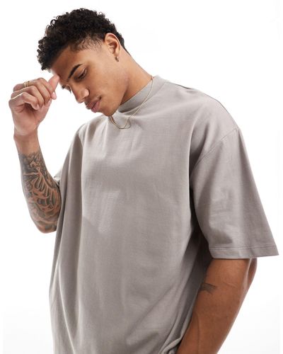 ASOS 240gsm Heavyweight Oversized Fit With Turtle Neck - Grey
