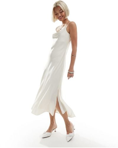 AllSaints Hadley Satin Midi Slip Dress - White
