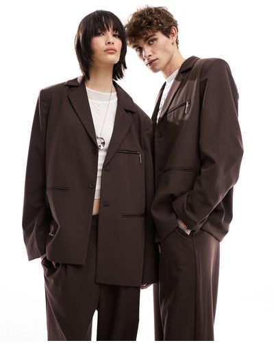 Collusion Unisex Co-ord Ultimate Suit Blazer - Brown