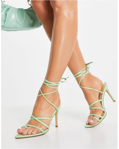 Glamorous Point Toe Strappy Heeled Sandals - Green