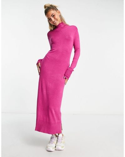 JJXX Roll Neck Maxi Jumper Dress - Pink