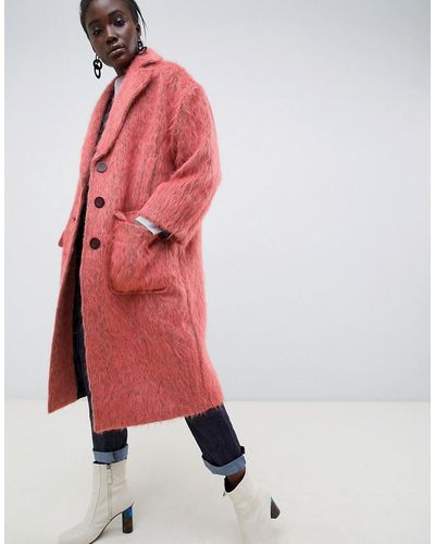ASOS Mohair Duster Coat - Pink