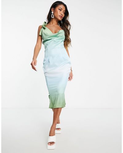 Public Desire Tie Shoulder Satin Slip Dress - Multicolour