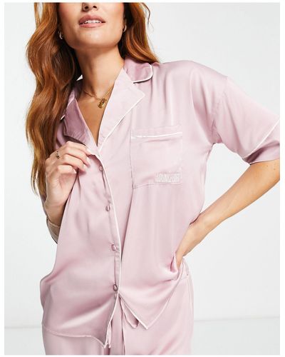 River Island – pyjama-hemd aus satin - Pink