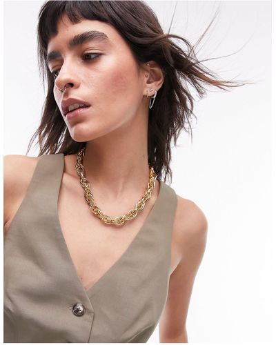 TOPSHOP Nolan Chunky Twisted Chain Necklace - Metallic