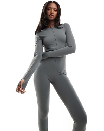 The Couture Club Zip Up Front Jumpsuit - Gray