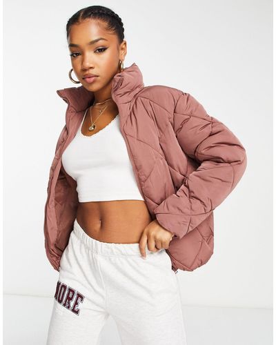 New Look Quilted Boxy Puffer Jacket - Pink