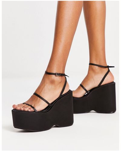 SIMMI Simmi London Saria Strappy Platform Wedges - Black