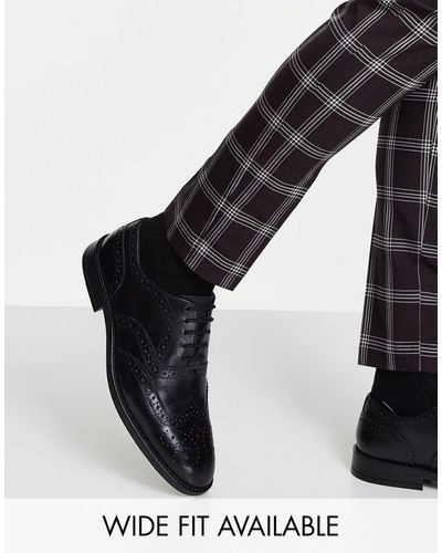 ASOS Oxford Brogueschoenen Van Leer - Zwart