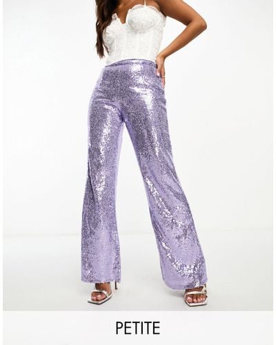 Collective The Label Exclusive Sequin Wide Leg Trousers - Purple