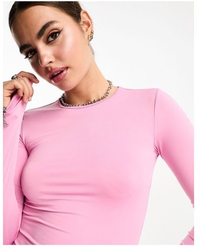 Weekday Fine Stretch Long Sleeve Top - Pink