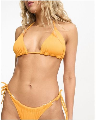 We Are We Wear Reversible Melissa Rib Triangle Bikini Top - Orange