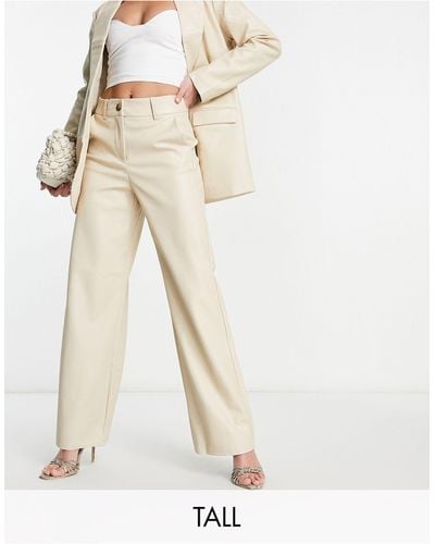 Vero Moda Pantalon d'ensemble ajusté imitation cuir - crème - Blanc