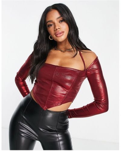 ASOS Halloween Ultra Wide Neck Top With Choker - Red