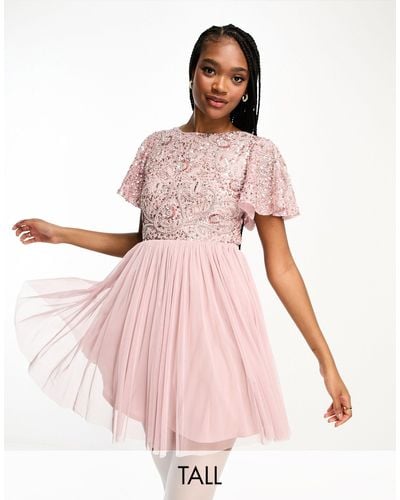Beauut Tall – bridesmaid – verziertes mini-brautjungfernkleid - Pink