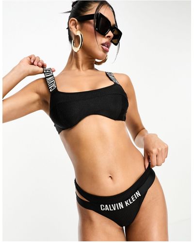 Calvin Klein – intense power – gerippter bikini-tanga - Schwarz
