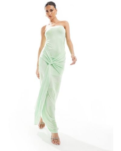 ASOS Bandeau Maxi Dress With Drape Detail - Green