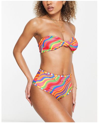 It's Now Cool Premium - slip bikini a vita alta arcobaleno - Arancione