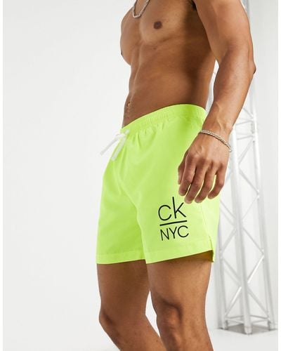Calvin Klein Medium Length Swim Shorts - Green