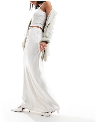 4th & Reckless Falda larga color con cordón ajustable en la cintura - Blanco