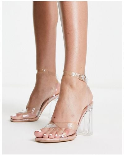 New Look Clear Blocked Heeled Sandals-neutral - White