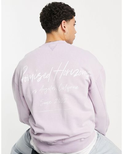 TOPMAN Promised Horizons - Oversized Sweatshirt Met Wassing - Paars