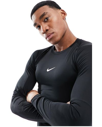 Nike – pro dri-fit – langärmliges shirt - Schwarz