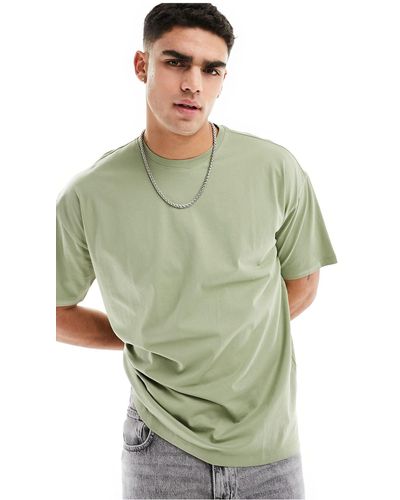 New Look T-shirt oversize kaki chiaro - Verde