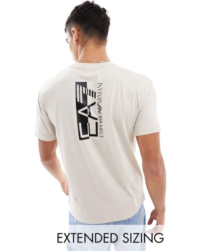 EA7 T-shirt avec imprimé logo au dos - beige clair - Blanc