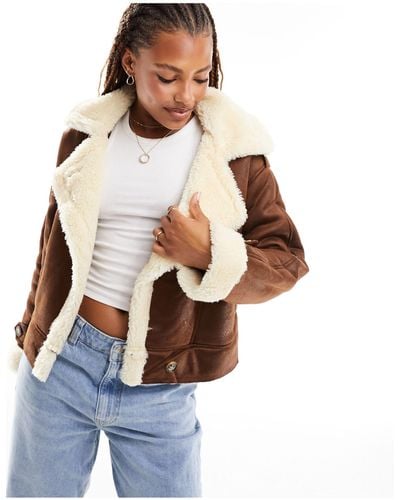 ONLY Faux Shearling Aviator Jacket - Blue