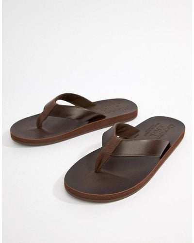 Abercrombie & Fitch Leather Flip Flops In Brown