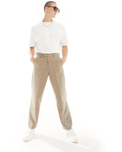 ASOS Smart Wide Leg Wool Mix Trousers - White