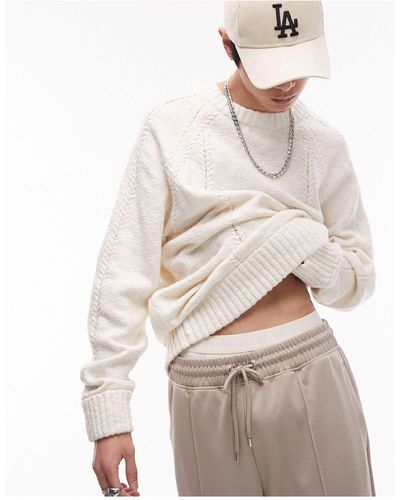 TOPMAN Neppy Cable Knit Jumper - White