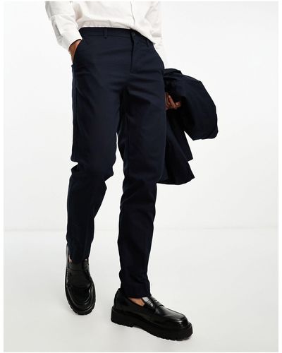 Only & Sons Slim Fit Linen Mix Suit Trousers - Blue