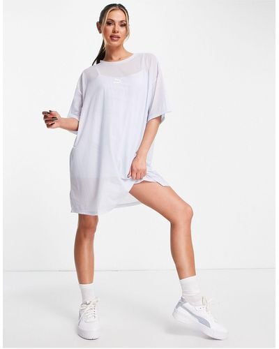 PUMA Organza Mesh T-shirt Dress - White