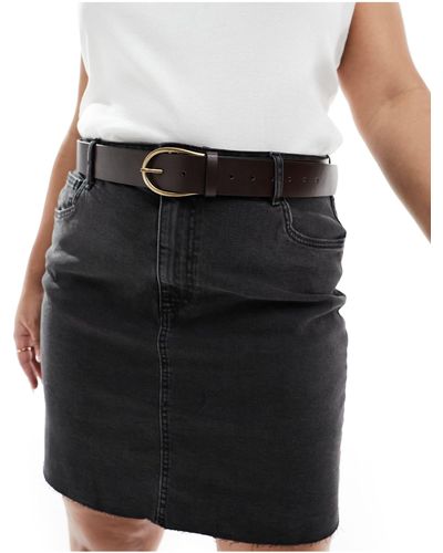ASOS Asos design curve - ceinture taille et hanches pour jean avec boucle en demi-lune - marron - Noir
