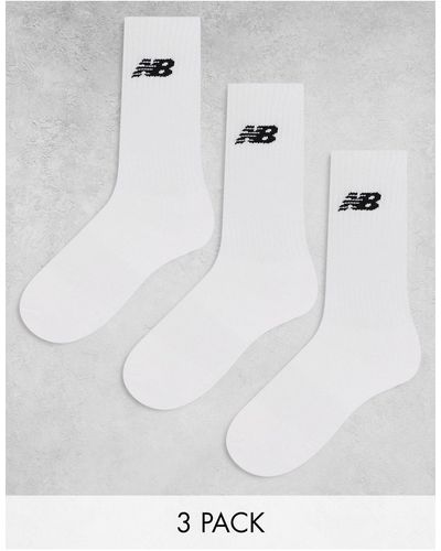 New Balance Logo Crew Socks 3 Pack - White