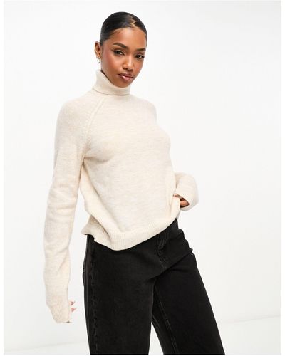 Pieces Roll Neck Sweater - White