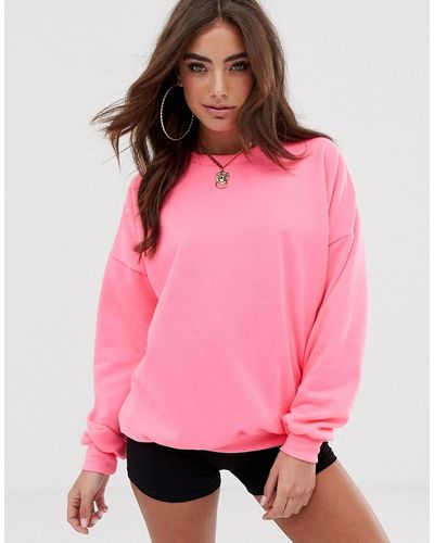 ASOS Oversized Sweatshirt In Neon Pink - Orange
