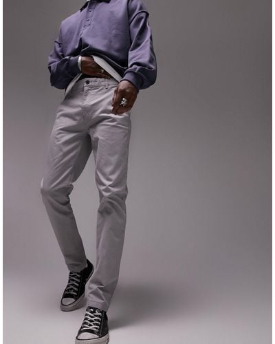 TOPMAN Skinny Chino Trousers - Grey