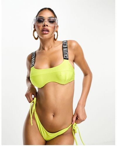 Calvin Klein Intense Power Rib Bralette Bikini Top - Green