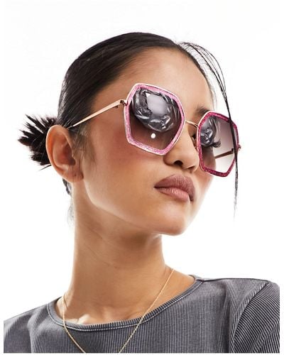 A.J. Morgan Oversized Glitter Sunglasses - Black