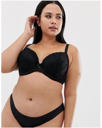Yours Daisy Lace Plunge Bra - Black