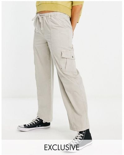 Reclaimed Vintage Linen Cargo Pants in White