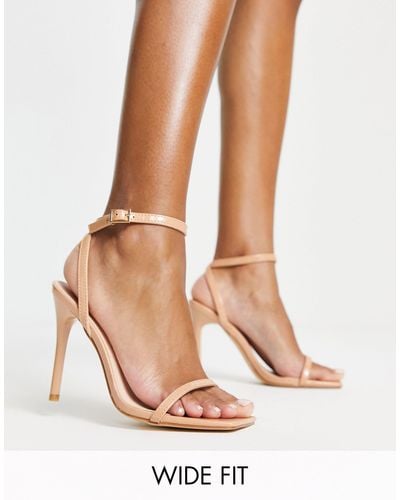 Truffle Collection Wide Fit Barely There Heeled Sandals - Natural