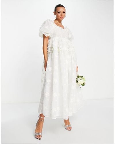 Sister Jane Dream Bridal Puff Sleeve Organza Maxi Dress - White