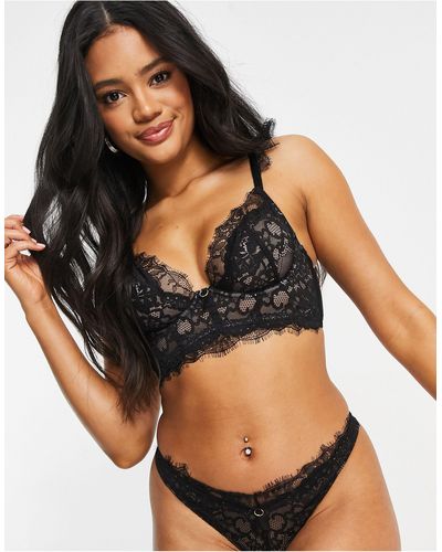 Ann Summers Beloved Longline Lace Bra With Lace Trim Straps - Black
