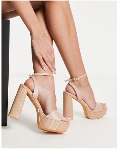 Glamorous Espadrille Platform Heel Sandals - Pink